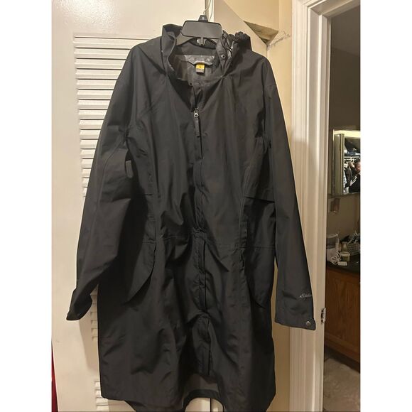 Eddie Bauer WeatherEdge Hood Trench Rain Coat Black XL Lightweight - Picture 9 of 13